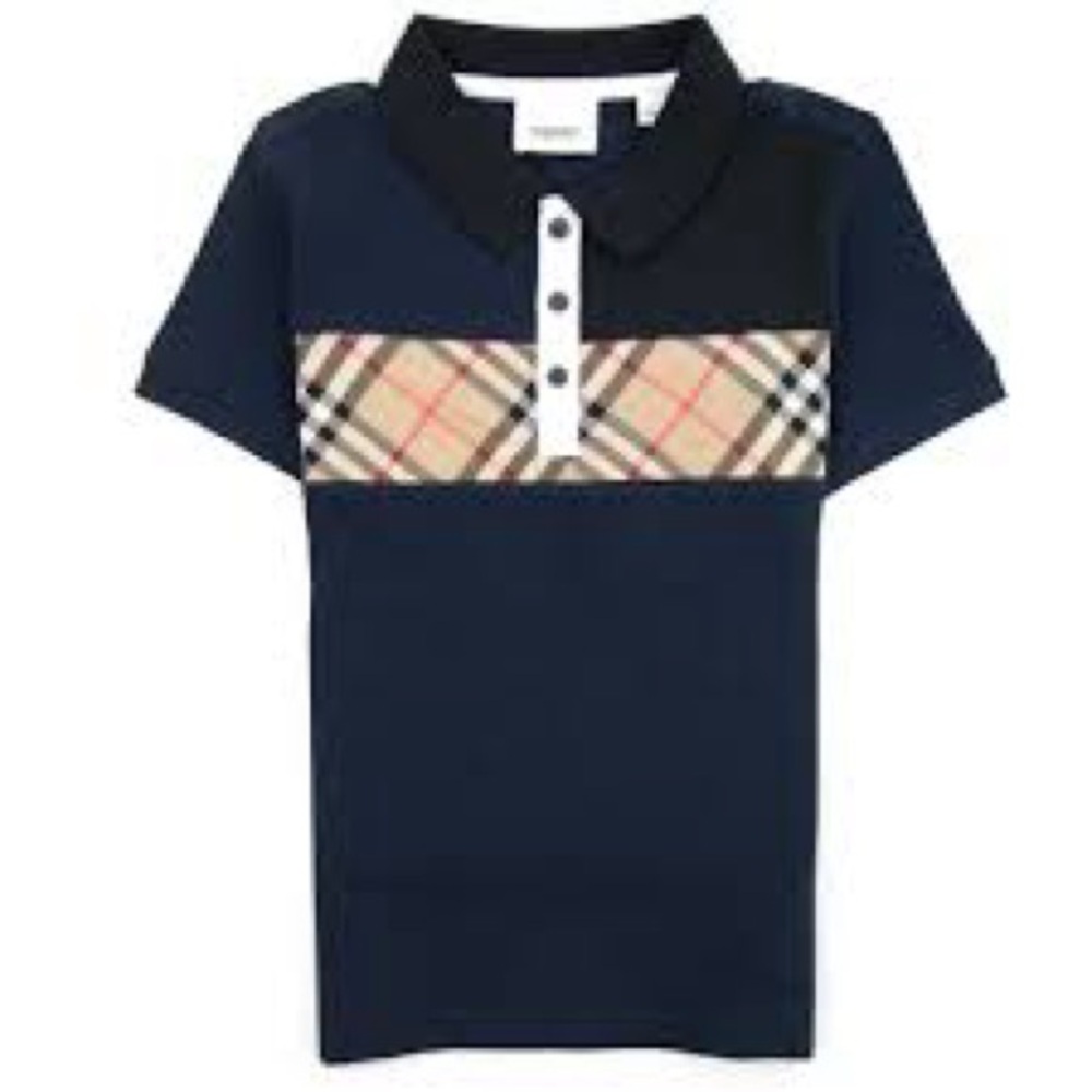 Kids Navy Blue Burberry Shirt